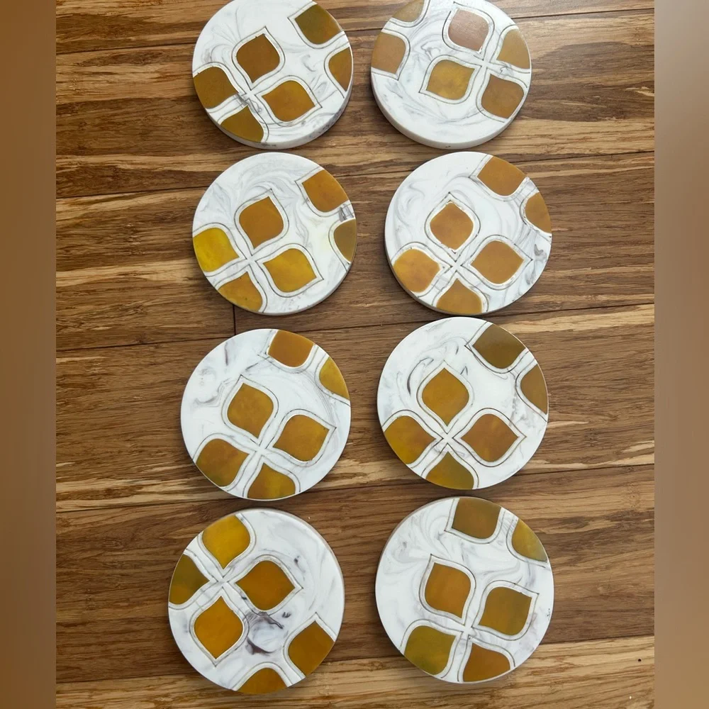 NWOT Anthropologie Peyton Coasters - Resin, Faux Marble and Gold